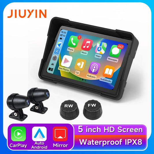 Jiuyin 5Inch Motorcycle Navigation Gps Hd Dual Video Recording Smart