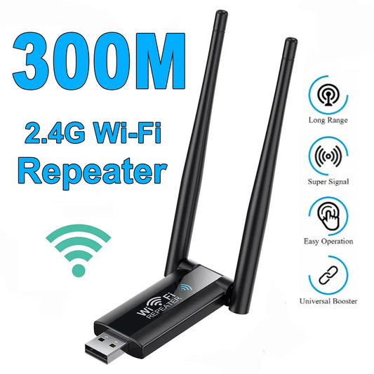 2.4G 300Mbps Wireless USB WiFi Repeater Extender WiFi Signal Amplifier