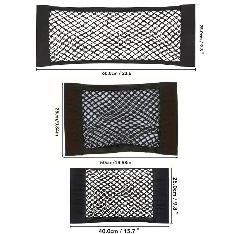 Universal Car Storage Bag Double Mesh Trunk Storage Net, Car Built-in