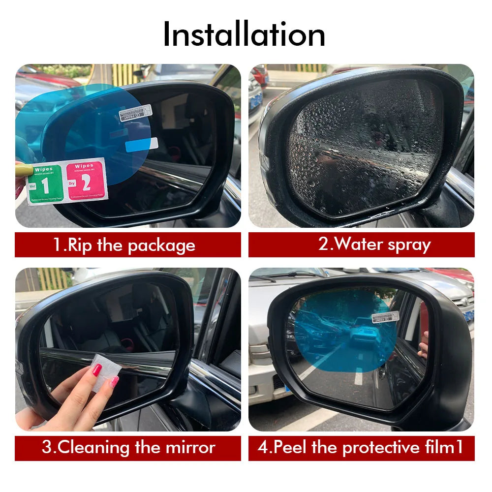Car Rearview Mirror Film Side Window Rainproof Clear Film 2Pcs Anti