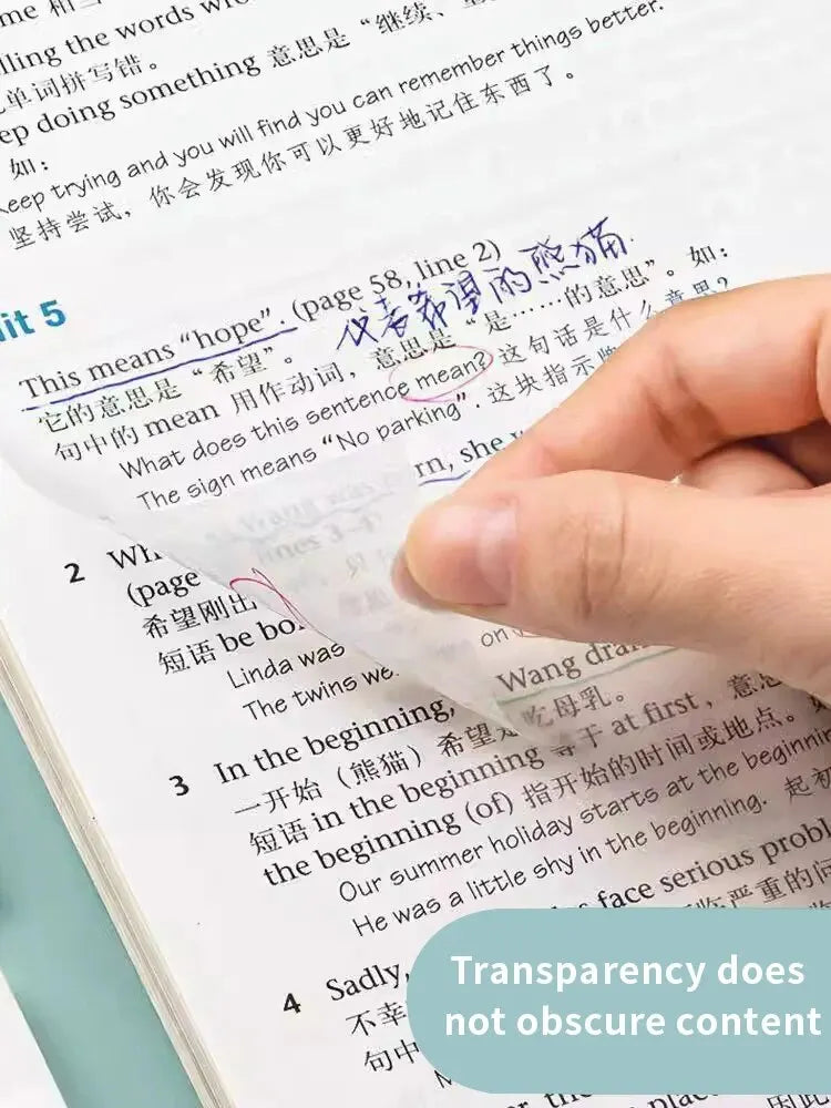 250PCS PET Transparent Sticky Notes Perspective Waterproof Clear