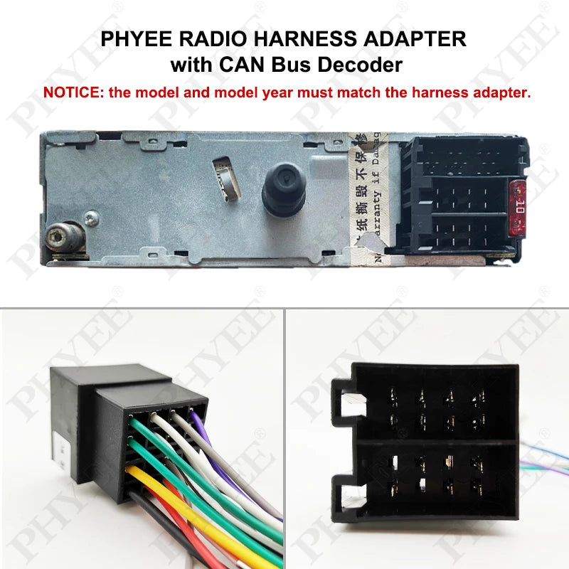 Radio Wiring Harness Adapter CAN Bus Decoder 16 Pin Plug to ISO