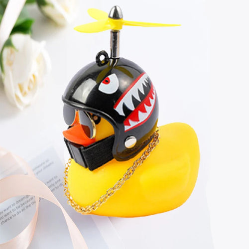 Car Duck With Helmet Broken Wind Pendant Small Yellow Duck Road Bike