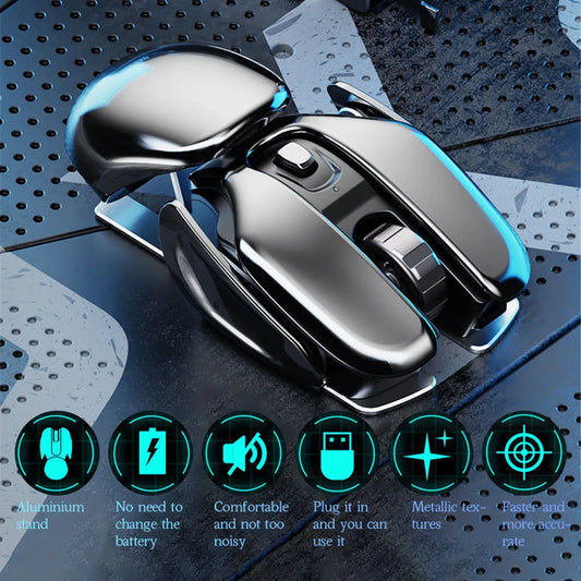 PX2 Metal 2.4G Wireless Mute 1600DPI Mouse 6 Buttons for PC Laptop