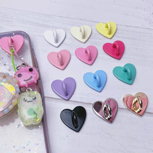 Kawaii Adhesive Metal Heart Phone Charm Holder Mobile Phone Case