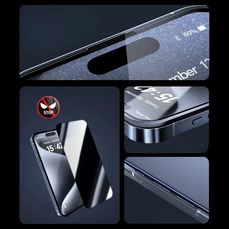 2Pcs Tempered Glass Easy install For iPhone 15 Pro Max 14Pro Full