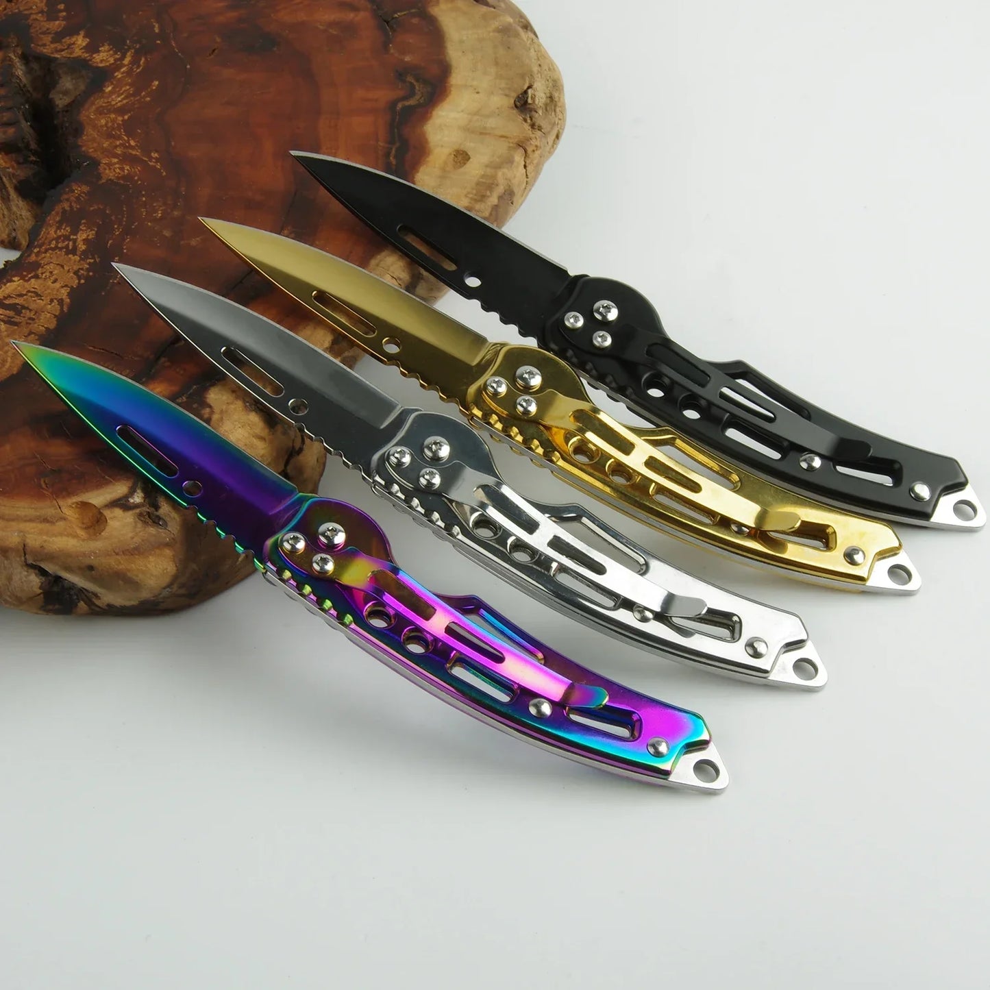 Stainless Steel Keychain Folding Knife Outdoor Carrying Knife Mirror