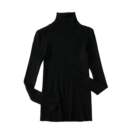 Basic Mock Neck Ribbed Sweaters for Women Cute Sexy Knitted Autumn