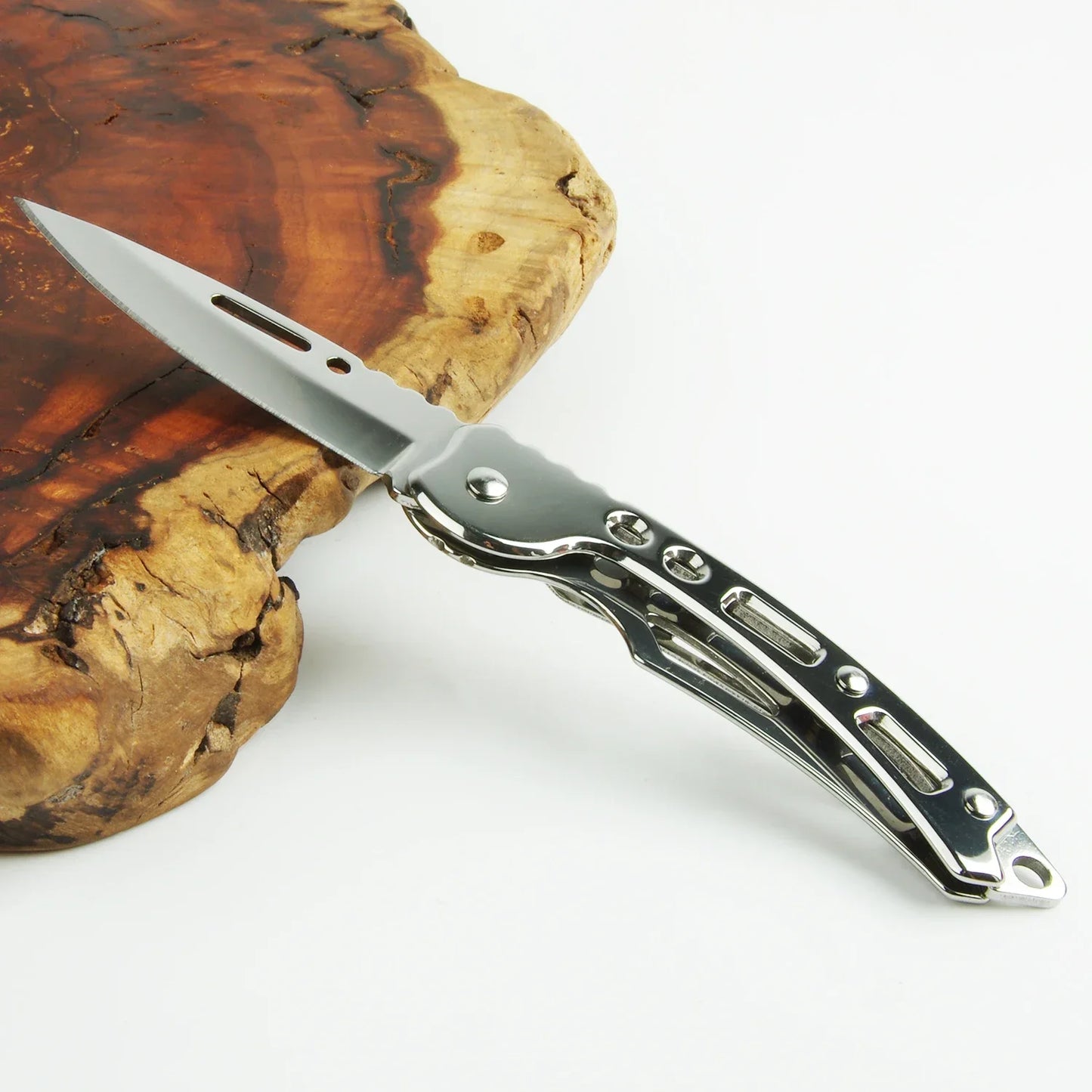 Stainless Steel Keychain Folding Knife Outdoor Carrying Knife Mirror