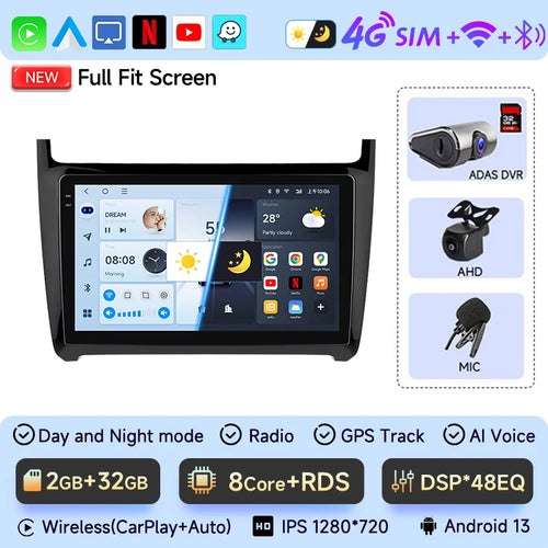 JIUYIN AI Voice Android 13 Auto Radio For VW Volkswagen POLO 5 sedan