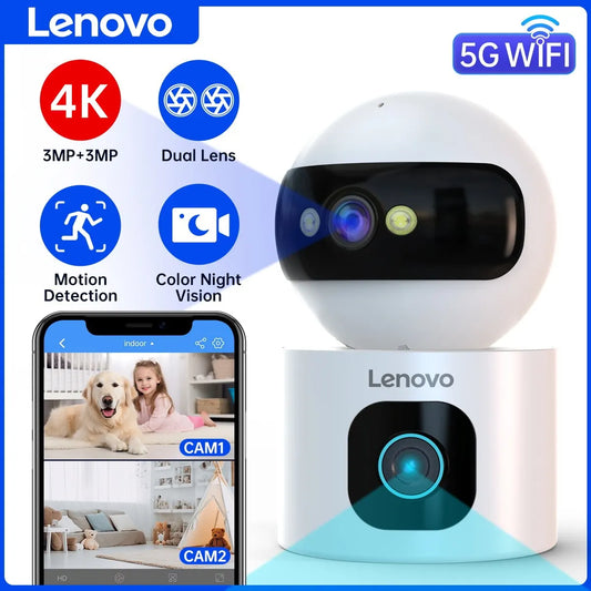 Lenovo 2K PTZ IP Camera 5G WiFi Dual Lens Dual Screen Color Night CCTV
