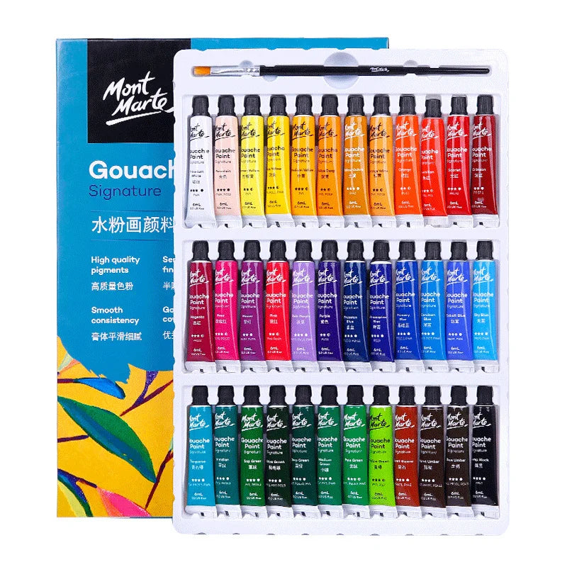 12/24/36 Colors Gouache Paint Set 6ml Tubes - Rich Vivid Colors for