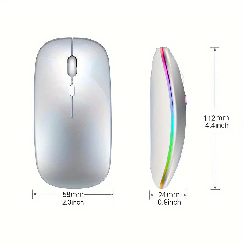Wireless Mouse Bluetooth and 2.4GHz Dual Modes Rechargeable RGB