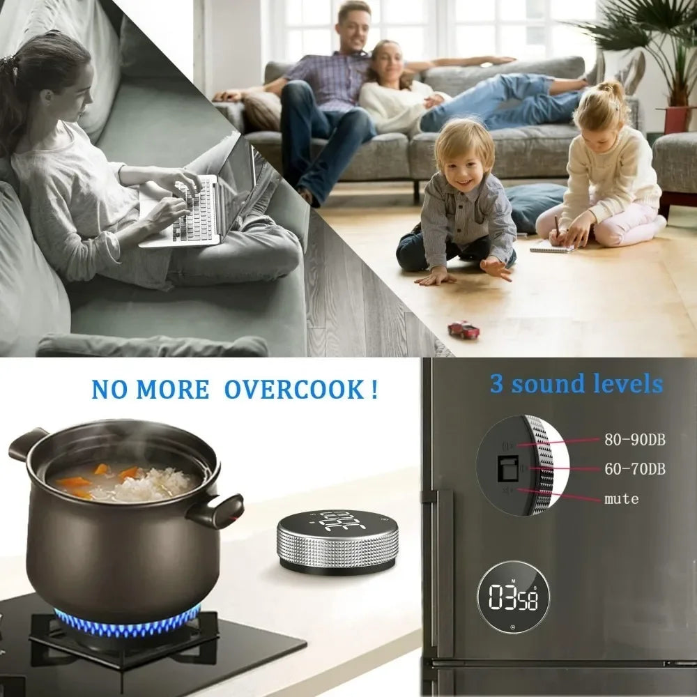 1/2pcs Digital Kitchen Timers Visual timers Large LED Display Magnetic