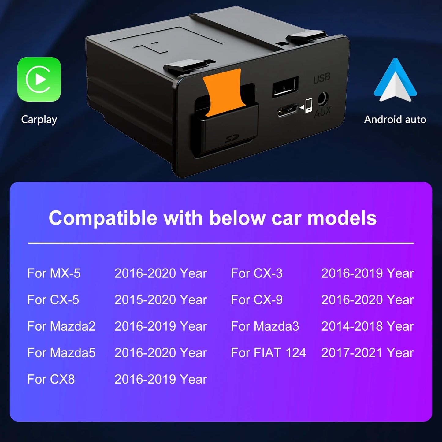 TYPE-C Mazda CarPlay Android Auto HUB OEM Retrofit USB  Kit for Mazda