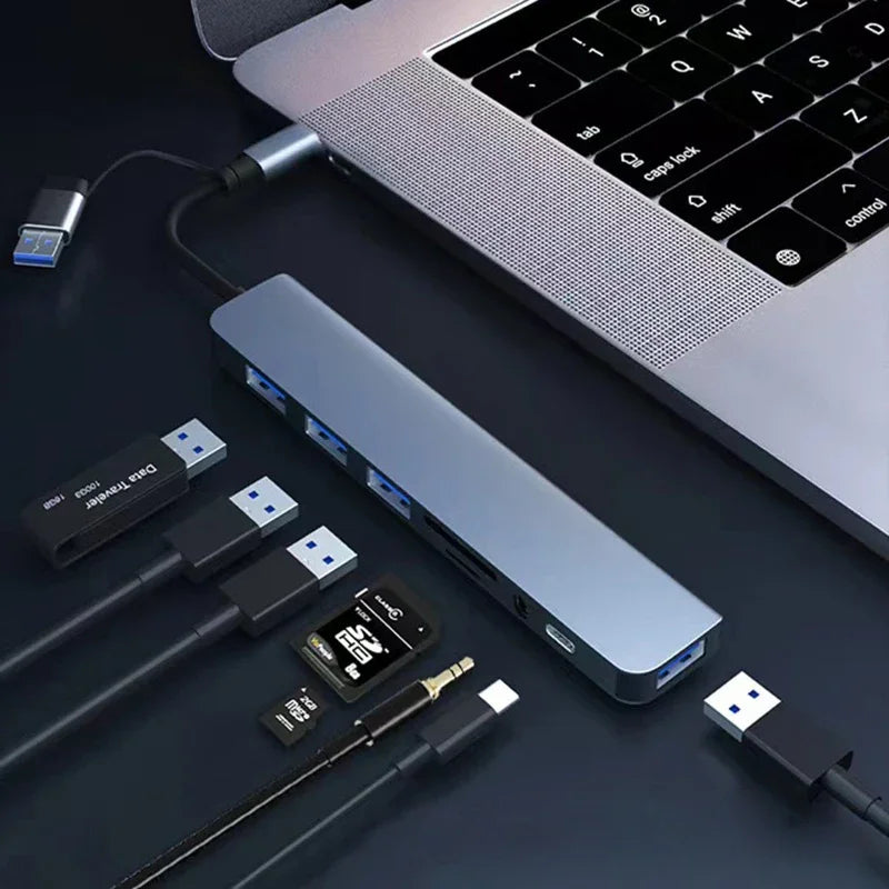 8 in 2 USB  Type C HUB Docking Station with 3.5mm Audio Jack Adapter