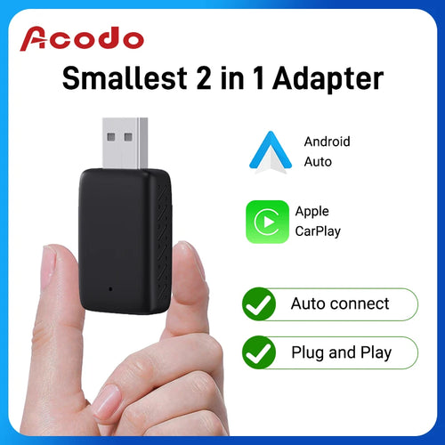 Acodo 2in1 mini adapter Carplay&Android Auto Wireless to wired 5.8GHz