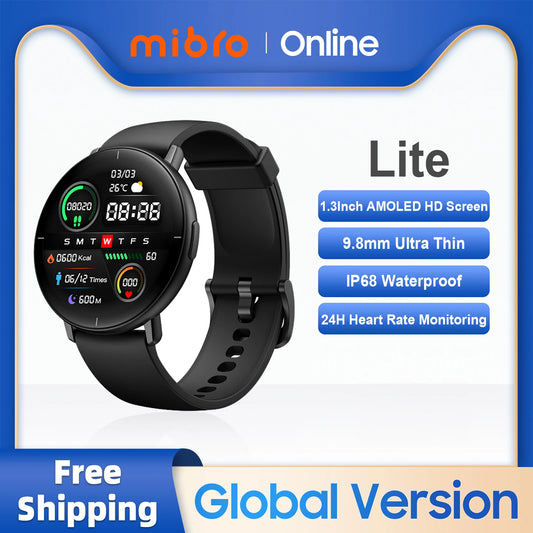 Mibro Lite Smartwatch Global Version 1.3Inch AMOLED HD Display IP68
