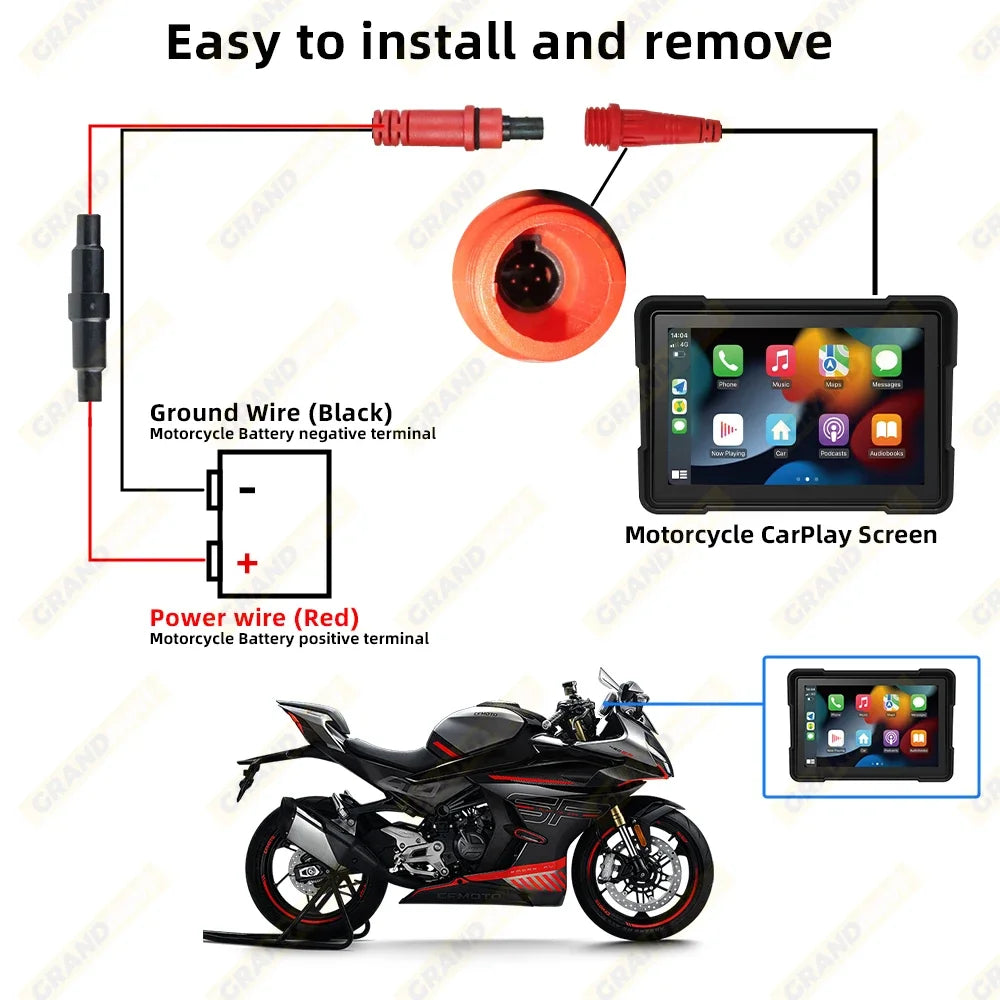Universal 5 inch Motorcycle Wireless Apple Carplay Android Auto