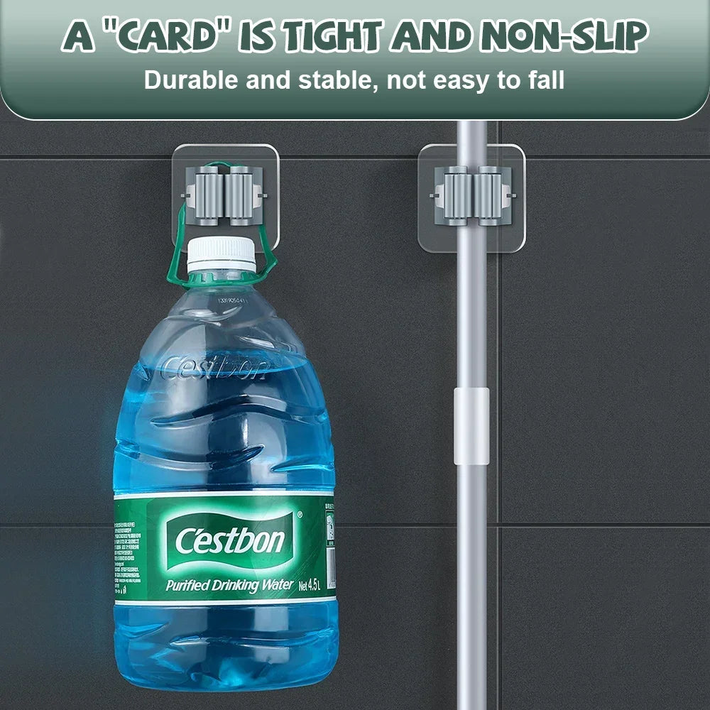 4PCS Wall Mounted Mop Organizer Holder Wall-Mounted Waterproof Mop