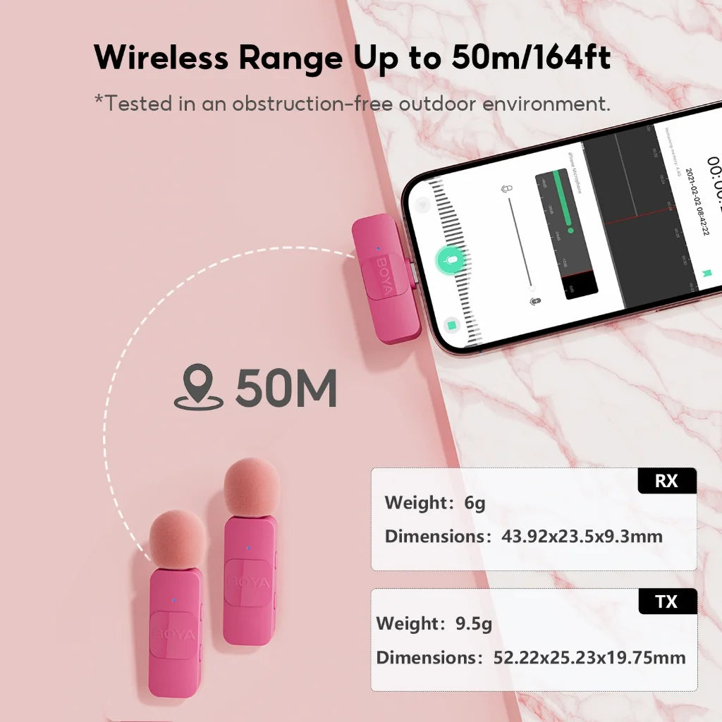 BOYA BY-V-P Wireless Lavalier Lapel Microphone for iPhone15 14 Android