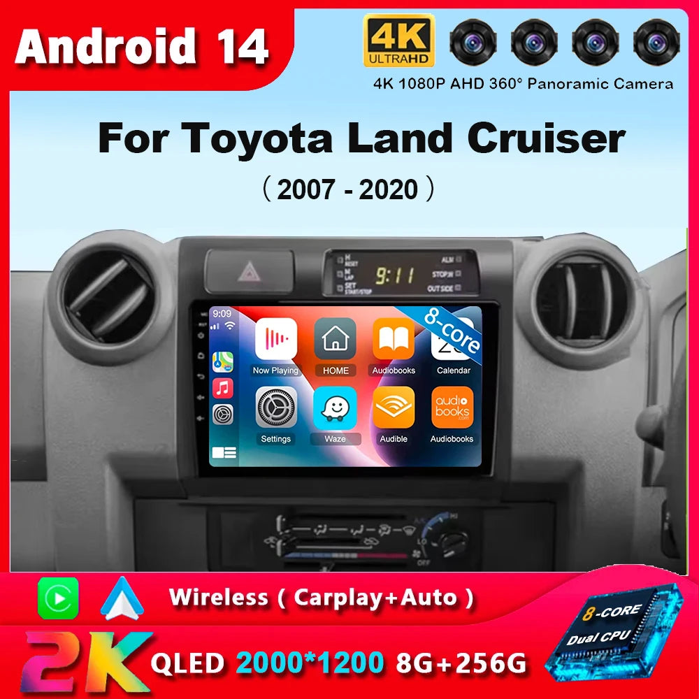 Android 14 Carplay Car Radio For Toyota Pickup Land Cruiser LC 70 79