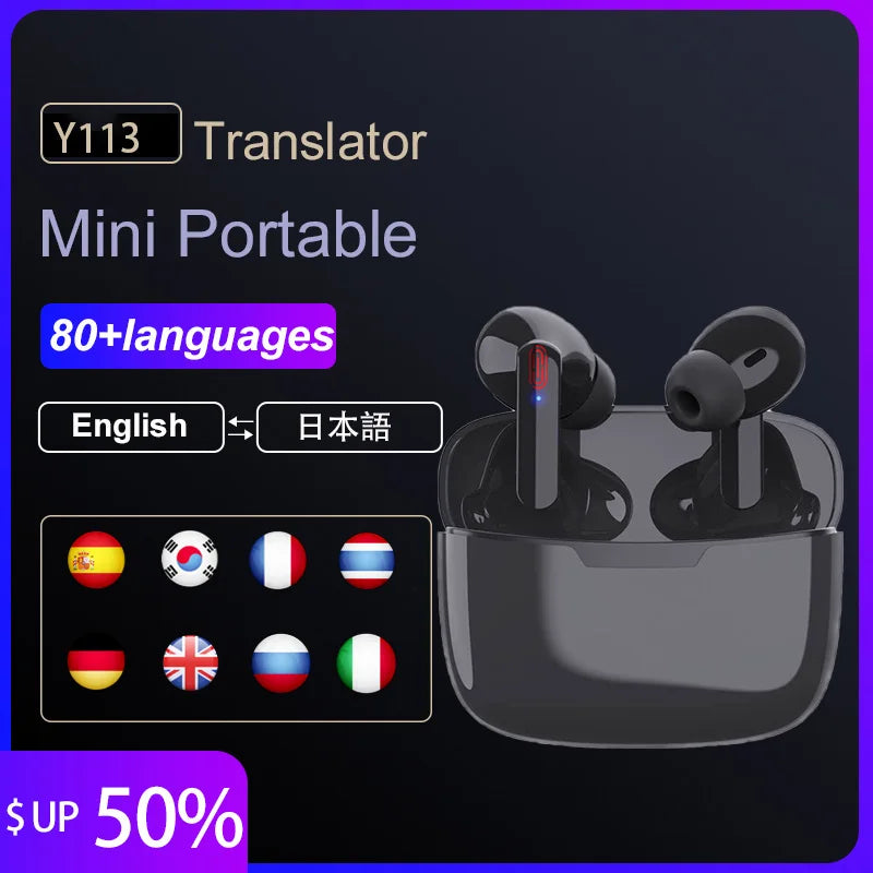 Real-time New Voice Translation Earbuds 80 Languages Translation