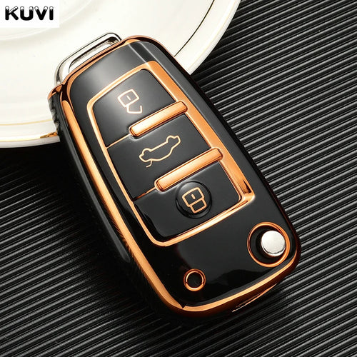 Soft TPU Car Flip Key Case Cover Holder For Audi A1 A3 A6 A6L Q2 Q3 Q7