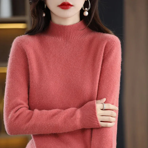 Autumn Winter Women Sweater Korean Fashion Warm Bottoming Shirts Half