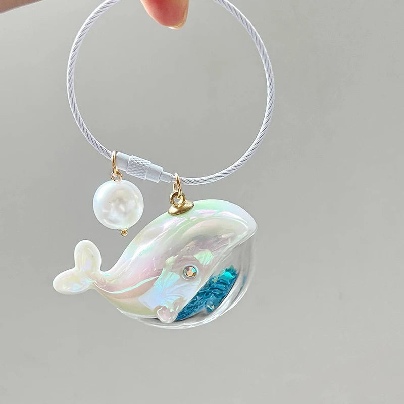 Cute Whale Dolphin Keychain Blue Marine Animal Doll Kawaii Keyring For