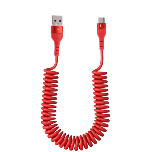 Retractable USB-C Cable 5A Fast Charger Data Wire Car Spring Type C