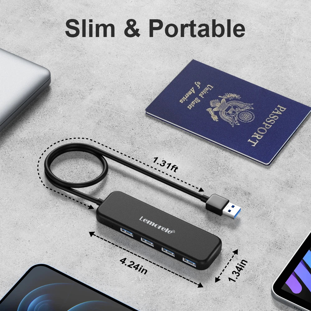 Lemorele USB HUB USB 3.0 Adapter 4 Ports Type A HUB OTG Adapter High