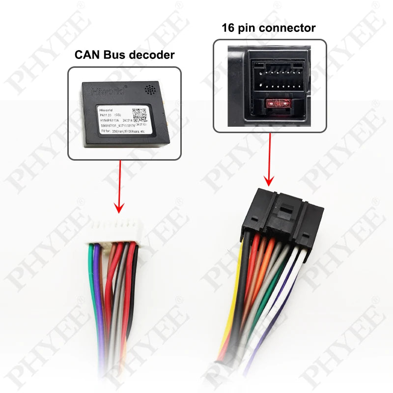 Radio Wiring Harness CAN Bus Decoder 16Pin Plug to ISO Connector Car