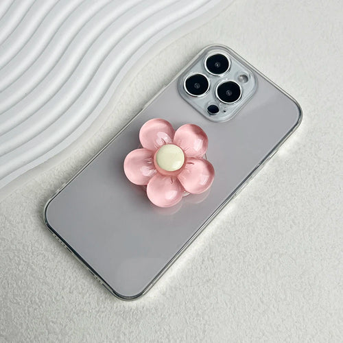 1pc Transparent Resin Candy-Colored Flower Phone Holder Foldable