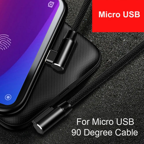 Micro USB Cable for Android Devices L-shape 1M 2M Charging Cord 90