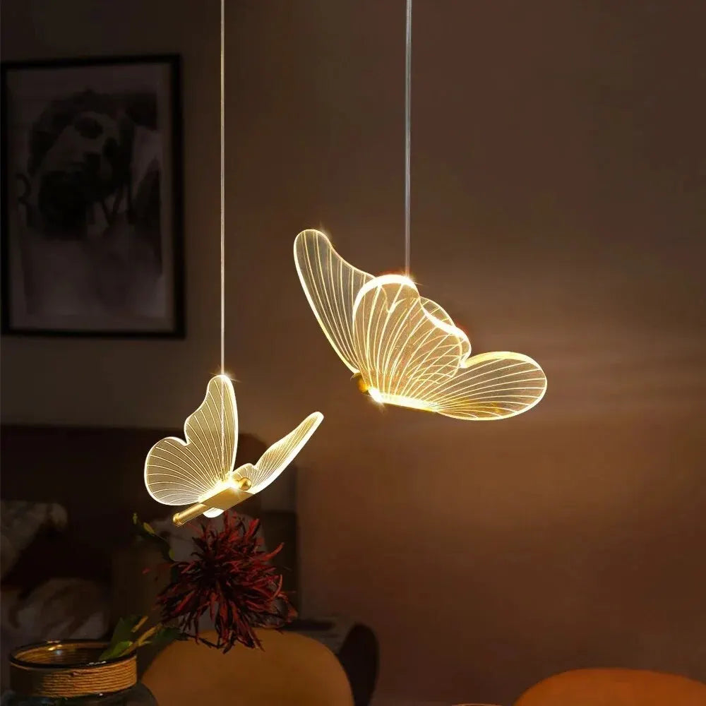 Nordic Butterfly Led Pendant Lamp Bedside Staircase Bedroom Hanging