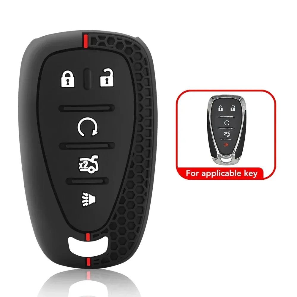 5 Button Silicone Car Key Case Cover for Chevy Chevrolet 2017 2018