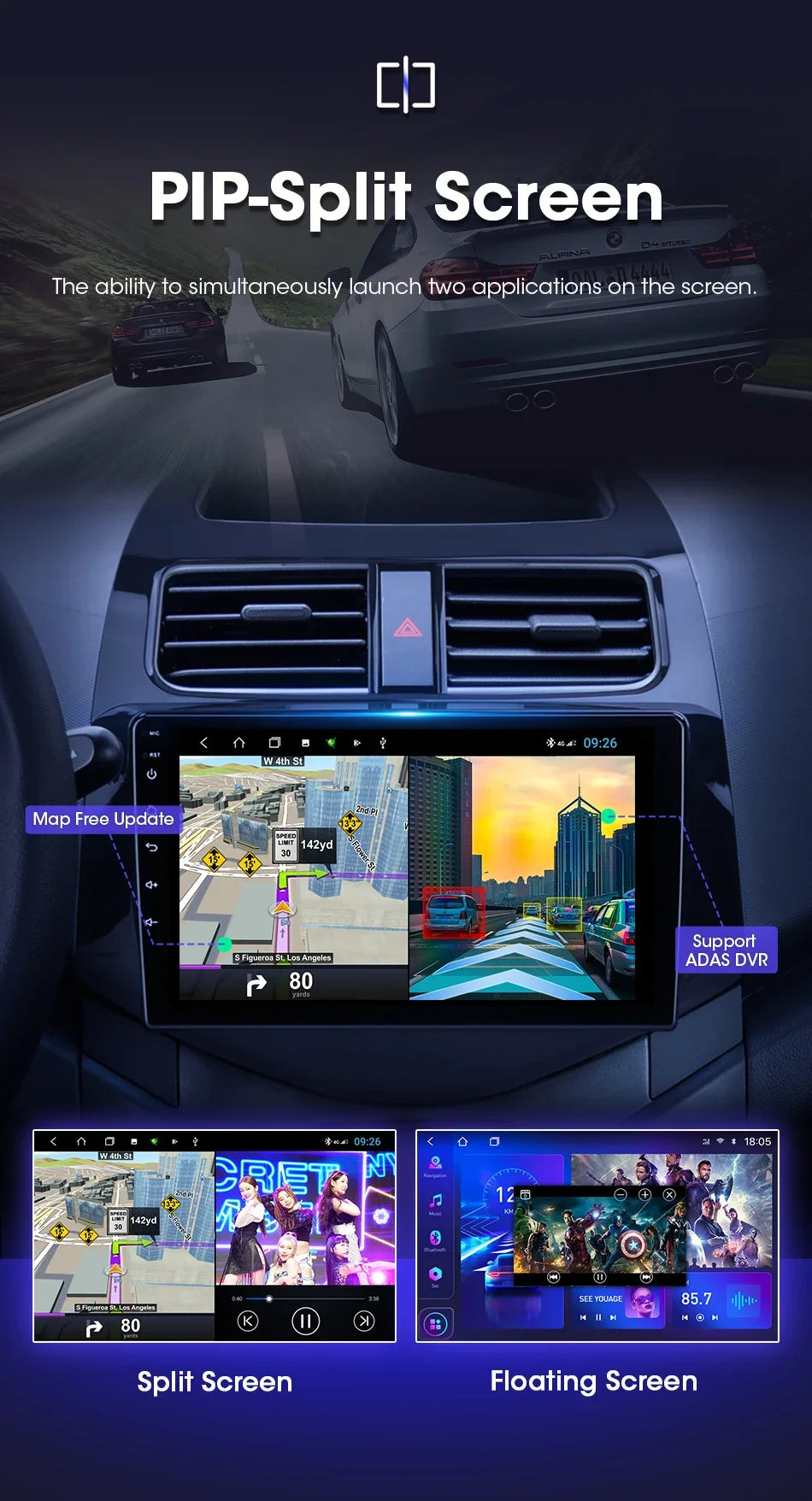 JMCQ 9" Car Stereo Radio For Chevrolet Spark Beat Matiz Creative 2010