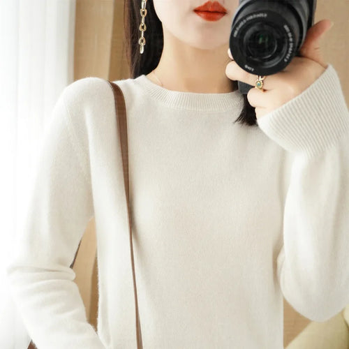 Autumn And Winter Cashmere Sweater Women's Crew Neck Pullover Casual