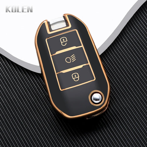 TPU Car Flip Key Case Cover Shell Fob For Peugeot 208 3008 308 508 408