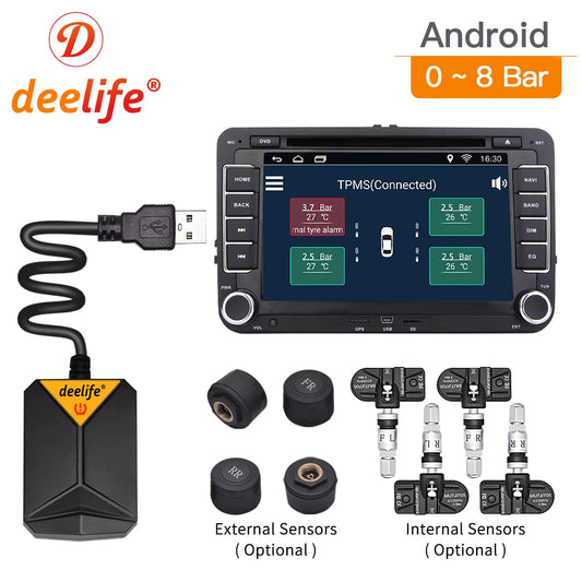 Deelife TPMS Android Tire Pressure Monitoring System Spare Tyre
