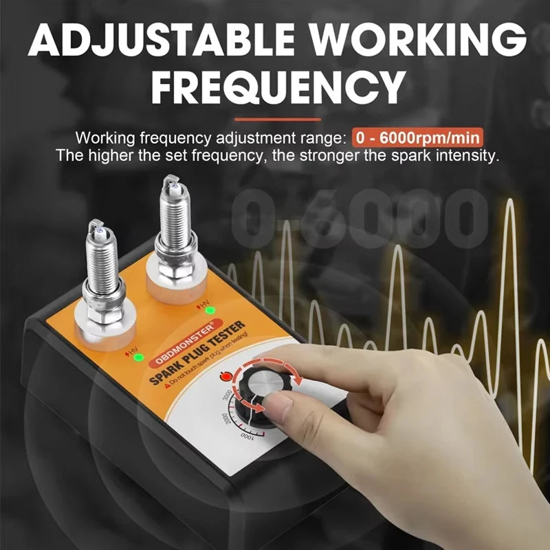 Automobile Spark Plug Tester Double Hole 0-6000rpm Working Frequency