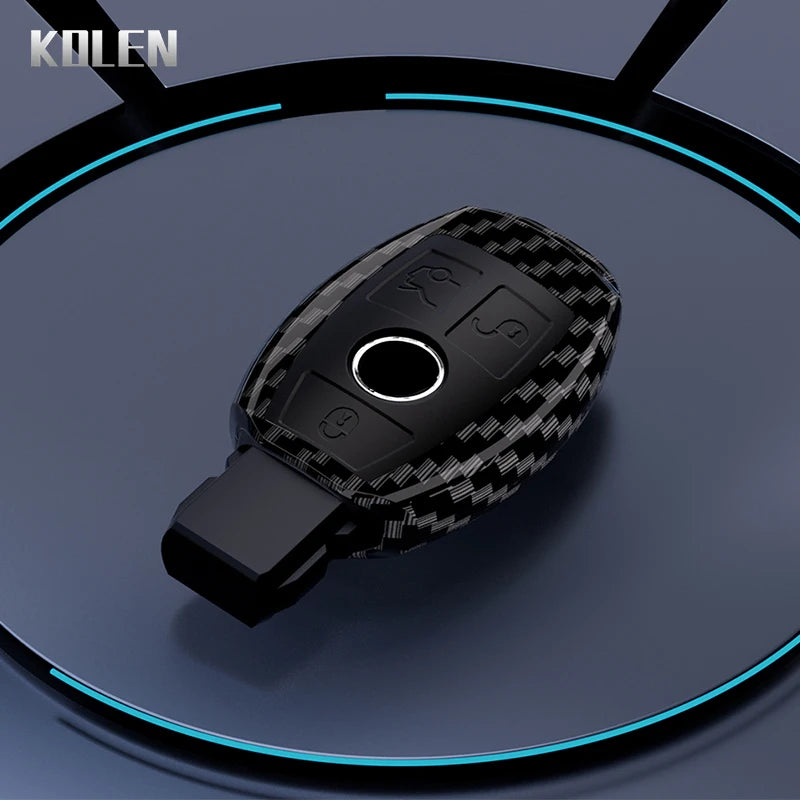 ABS Carbon Fiber Car Key Case Cover Shell For Mercedes Benz A B C E