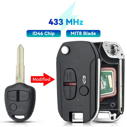 KEYYOU 2/3 Buttons Modified Flip Car Remote Key For Mitsubishi