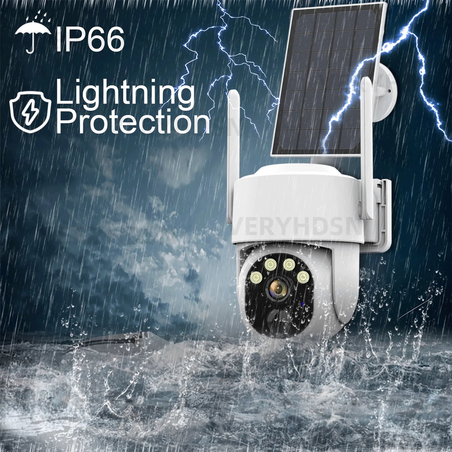 5MP PTZ Solar Power IP WiFi Camera Zoom 8000mAh Builtin Battery