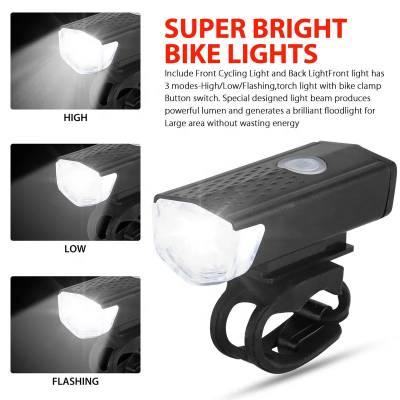 Bike Light Set Bicycle Headlight Taillight USB Rechargeable MTB Bike