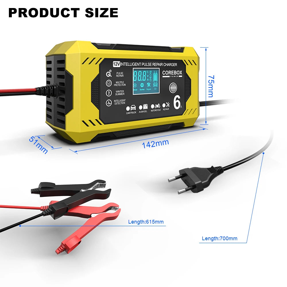 6A 12V Automotive Battery Charger Car and Motorcycle Battery Charging