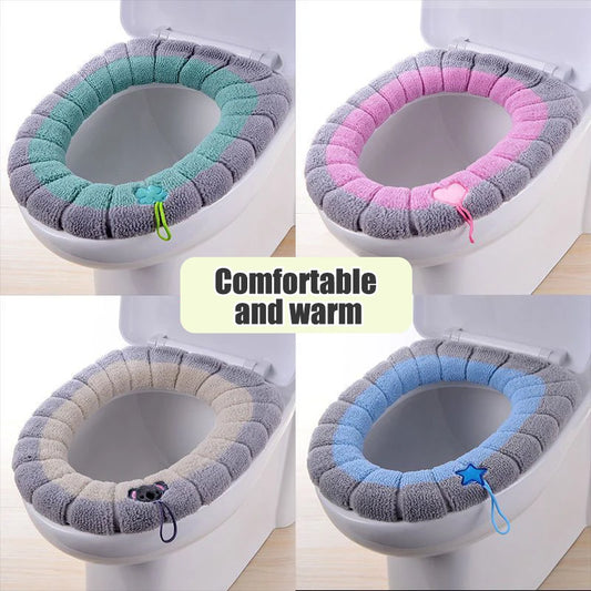 1PC polyester elastic toilet seat cushion, O-shaped knitted toilet
