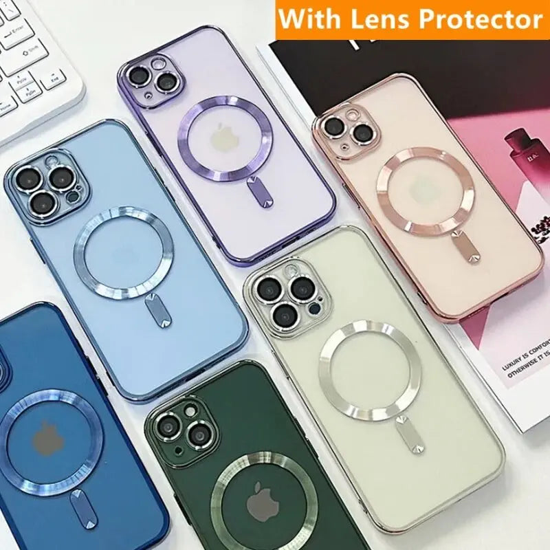 Fashion Plating Magnetic Soft Case For Magsafe For iPhone 15 14 Plus