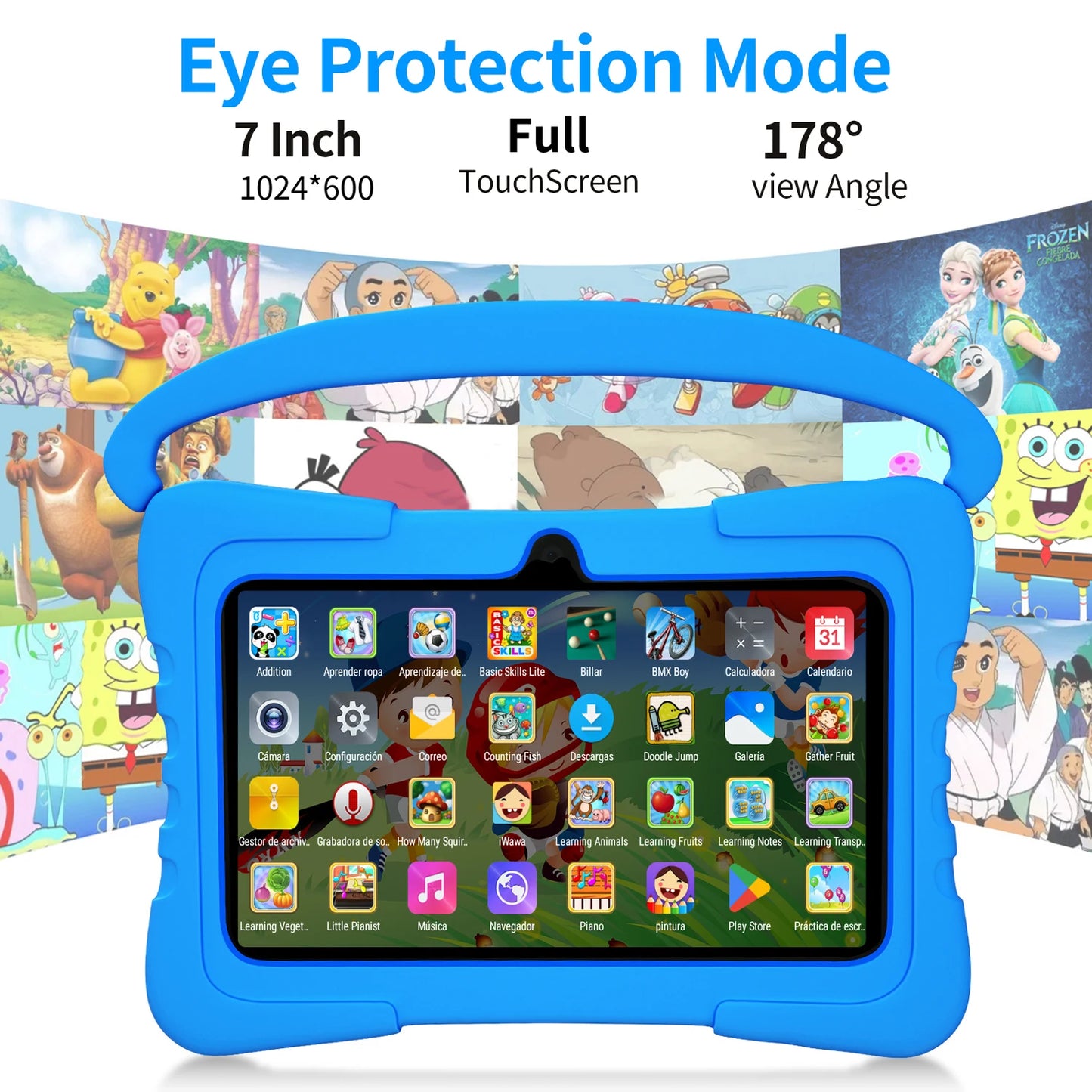 Sauenaneo 7 Inch Kid Tablet Android 13, 4GB(2+2 Expand) RAM 64GB